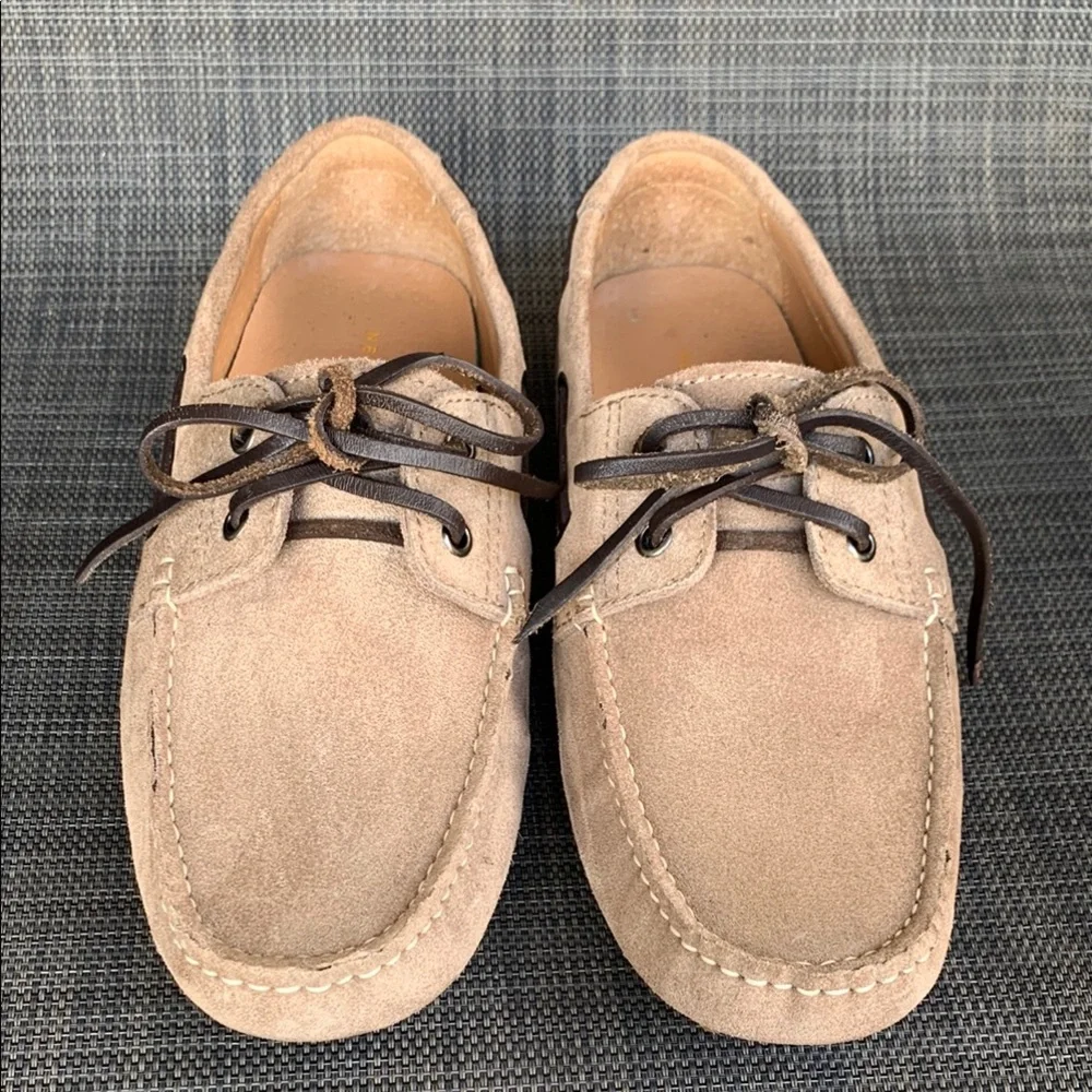 New Republic Tyre Sole Laced Driving Loafers Taupe Suede Moccasin Shoes Men’s 8